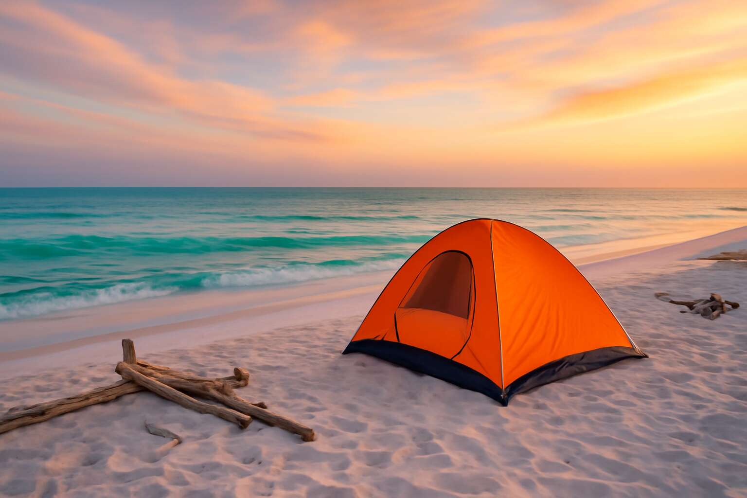 tent camping on the beach in texas