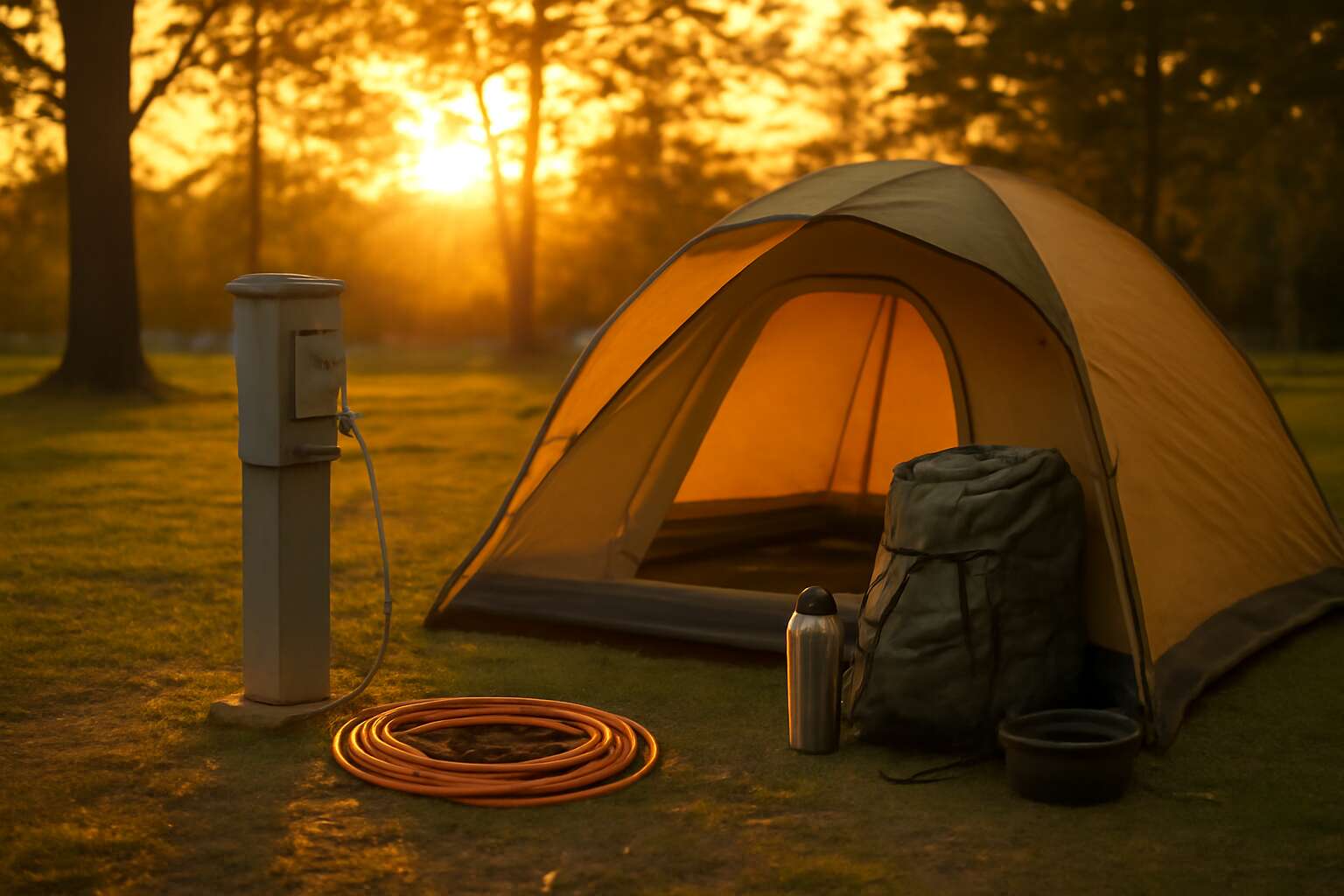 tent camping electric hook up