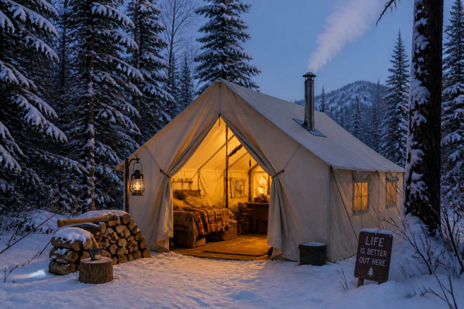 camping tents with stove jack