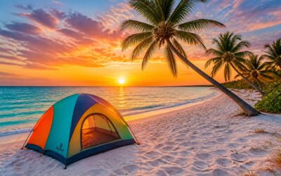 tent camping on the beach in florida lets you sleep to the sound of waves.
