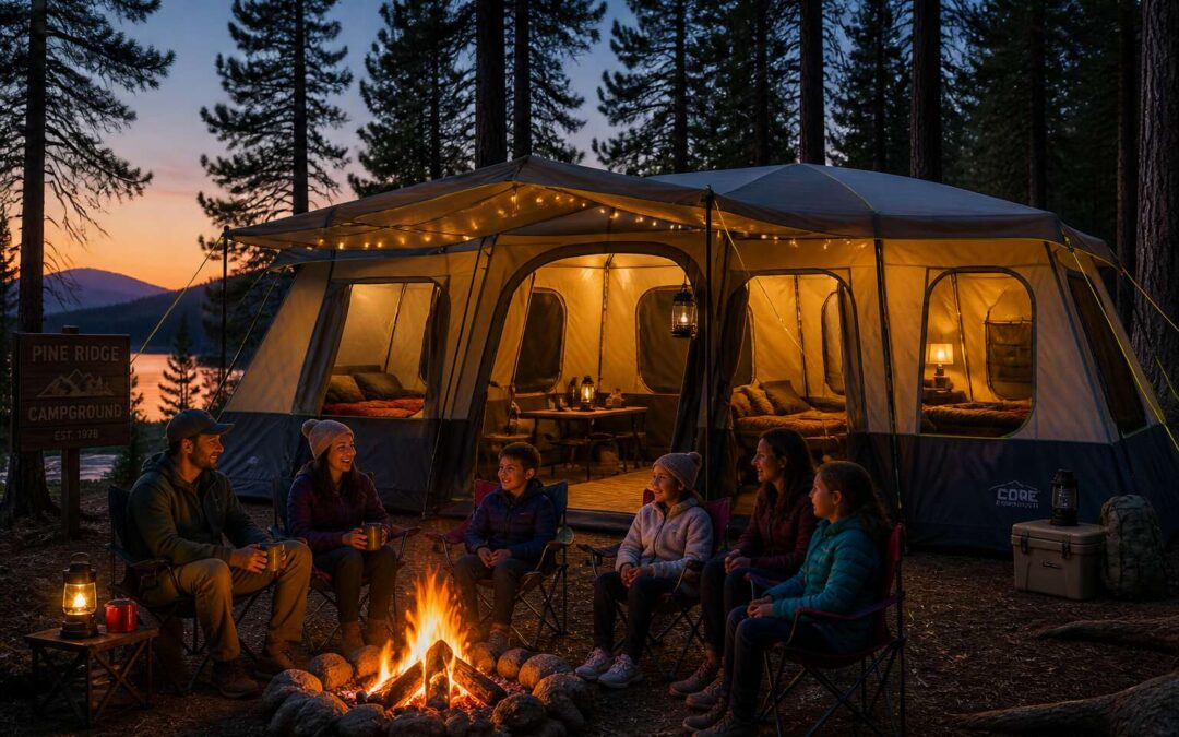 Camping tent 5 8 person: spacious family shelter for outdoor adventures.